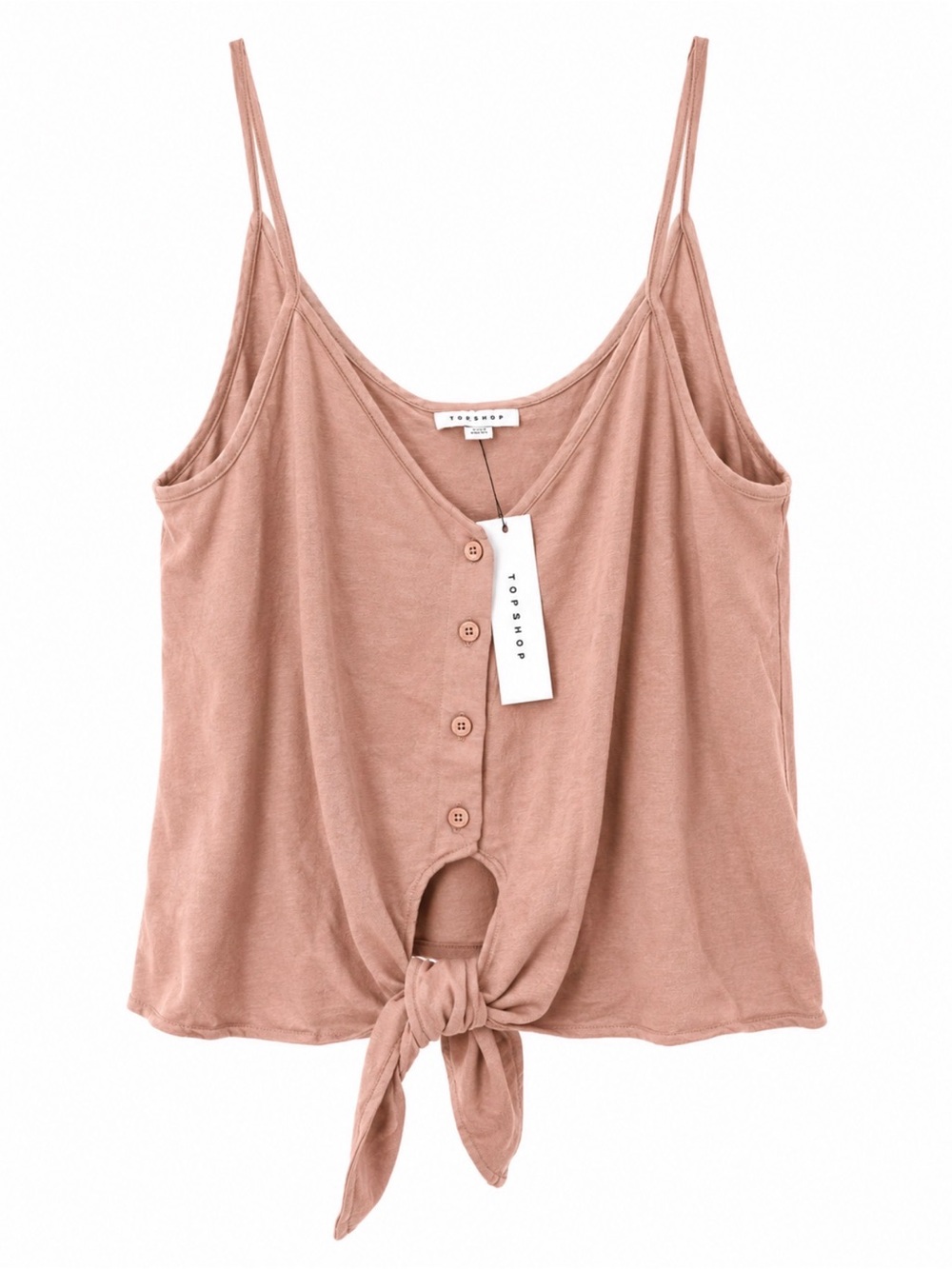 NWT- Topshop Blush Tie-Front Button Cami Top US size 8